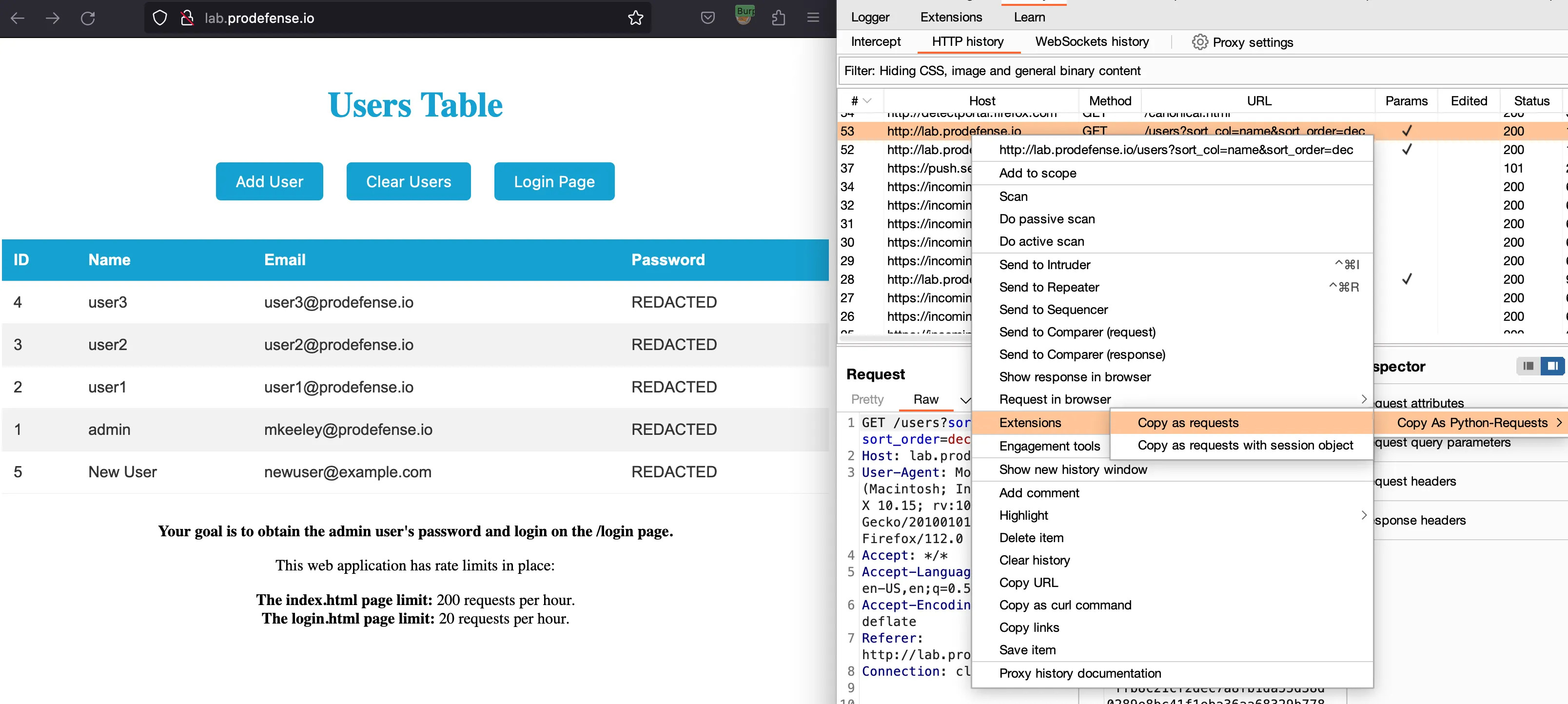 Copy as python-requests Burp Suite extension